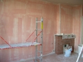 The livingroom which has been prepared to be plastered