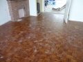 The parquet floor that could not be sanded due to it not being put in properly